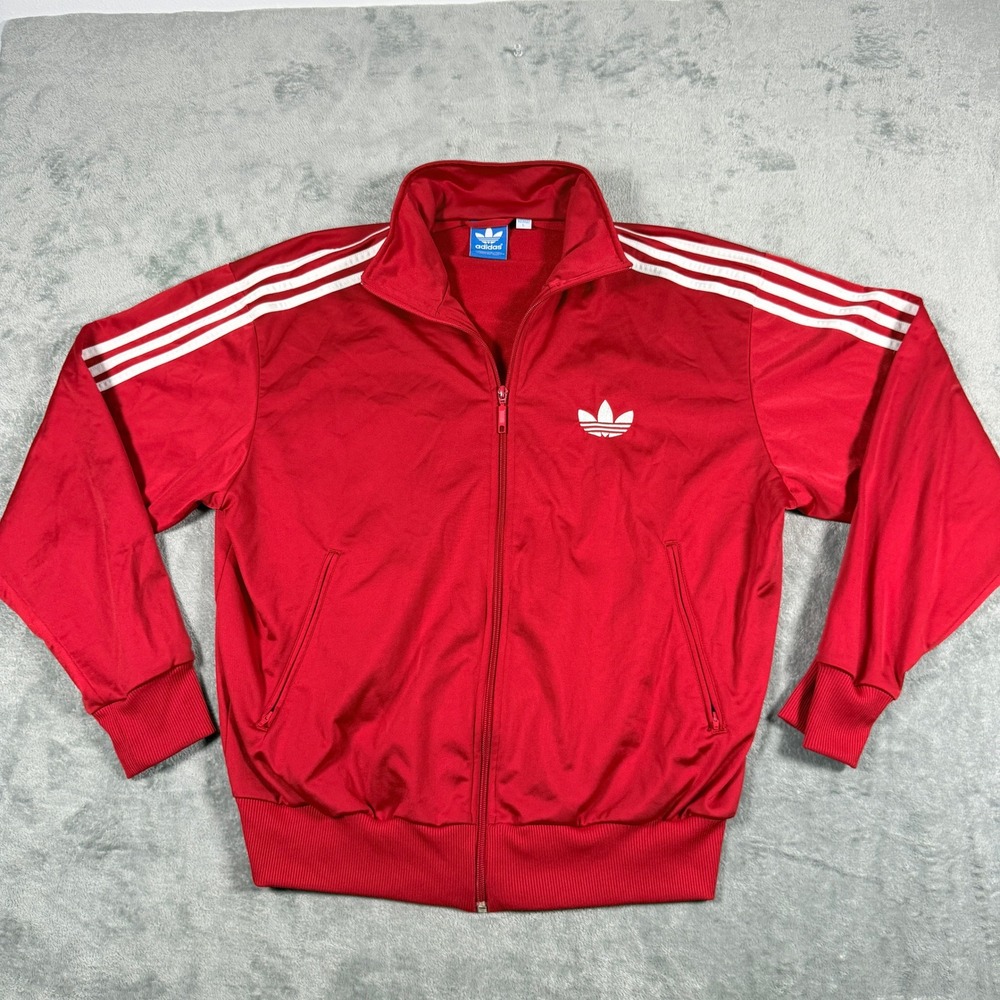 Adidas Mens Large Y2K Track Jacket Red White Stripes Firebird Trefoil